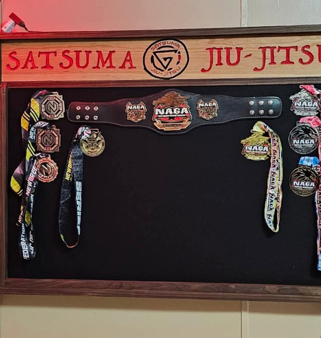 Satsuma Jiu-Jitsu carved medal display frame